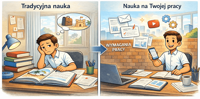 Tradycyjna nauka vs nauka na materiałach z własnej pracy
