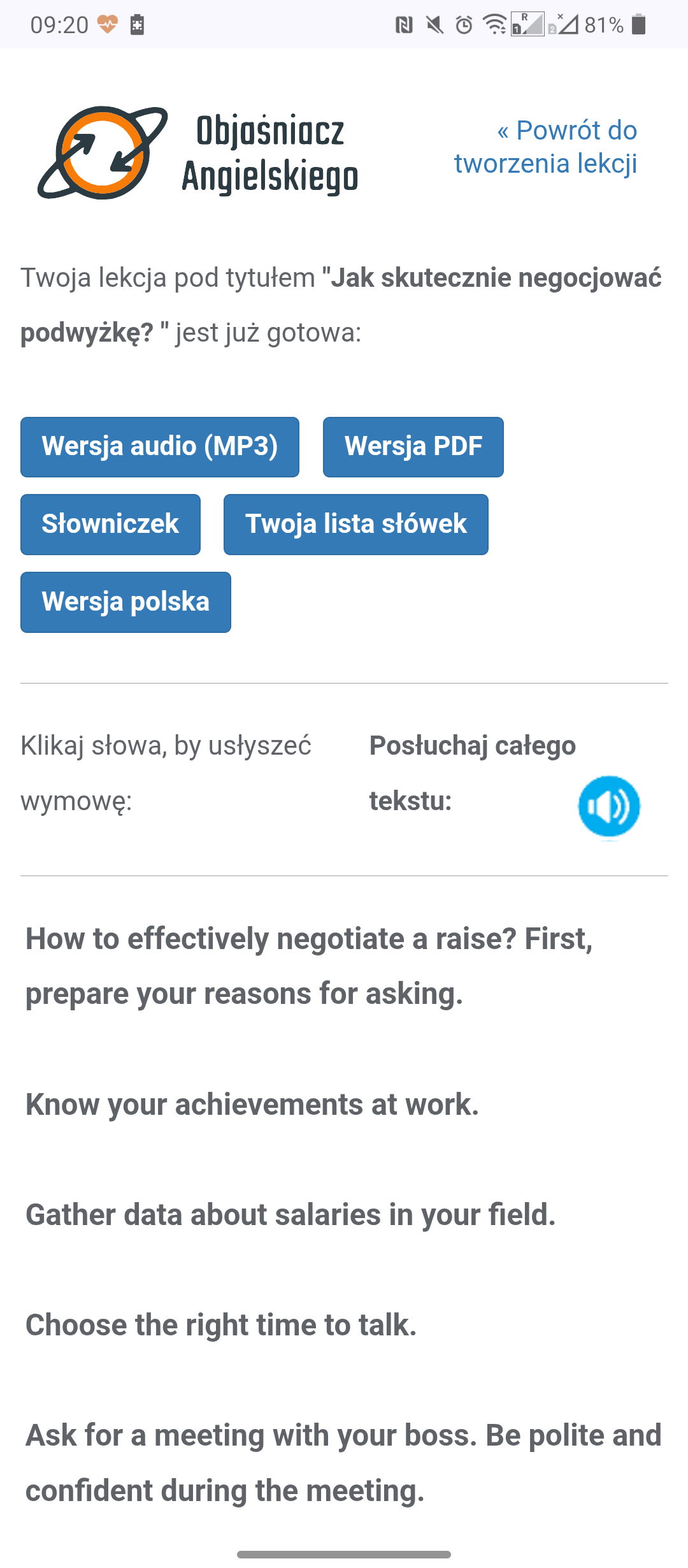 Objaśniacz Angielskiego – gotowa lekcja angielskiego